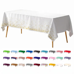 Celebrate Printed Plastic Table Cover 54" x 108" White/Gold