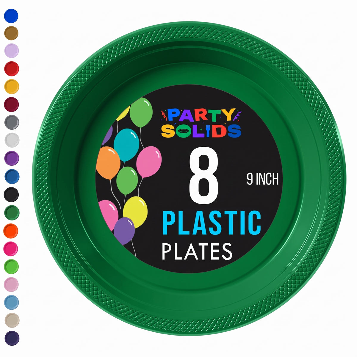 9 in. Emerald Green Plastic Plates | 8 Count