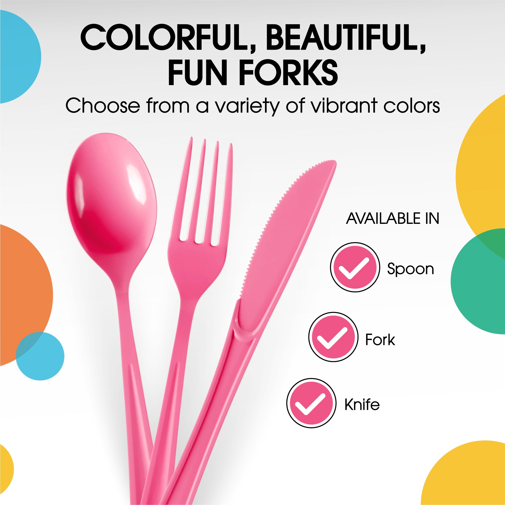Heavy Duty Cerise Plastic Forks | 7.5 in. | 50 Count