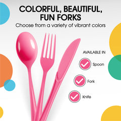 Heavy Duty Cerise Plastic Forks | 7.5 in. | 50 Count