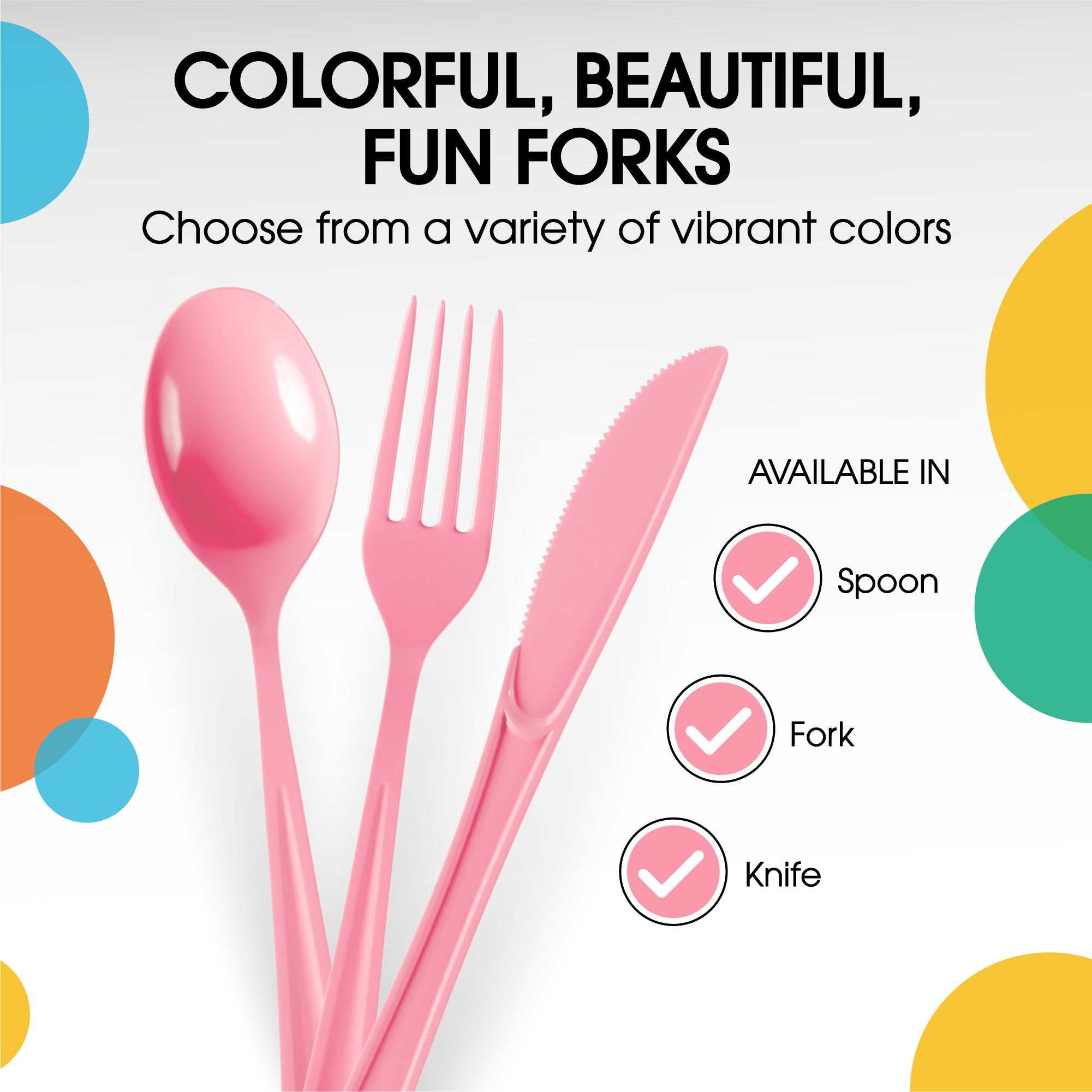 Heavy Duty Pink Plastic Forks | 7.5 in. | 50 Count