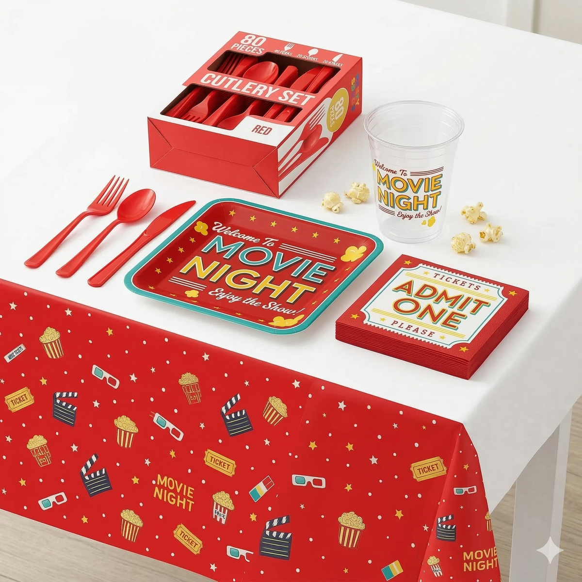 161 Pcs Movie Night Party Kit - For 20 Guests