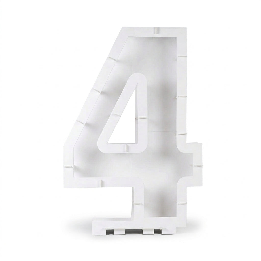 White Number "4" Balloon Mosaic Frame Kit | 33"