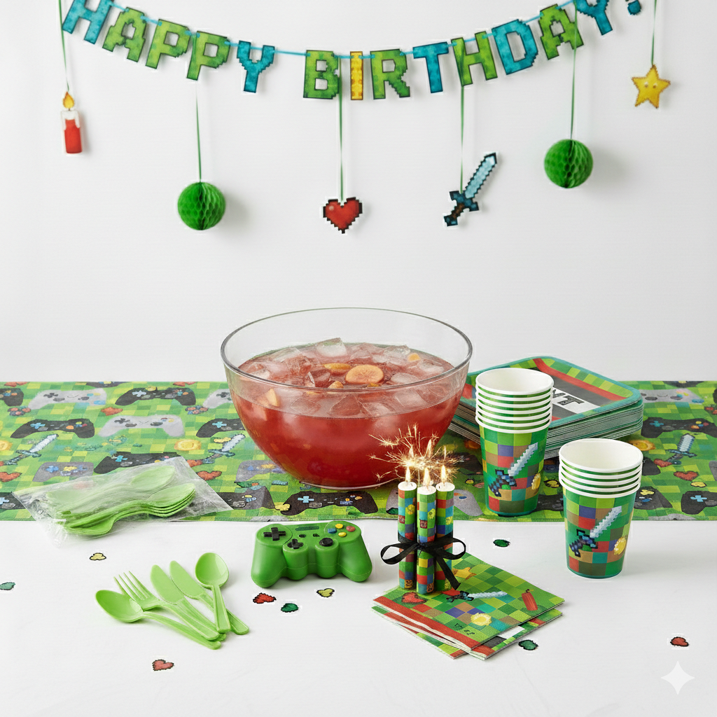 64 Pcs Pixel Party Kit - For 8 Guests