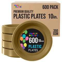 10 in. Gold Plastic Plates | Case of 600