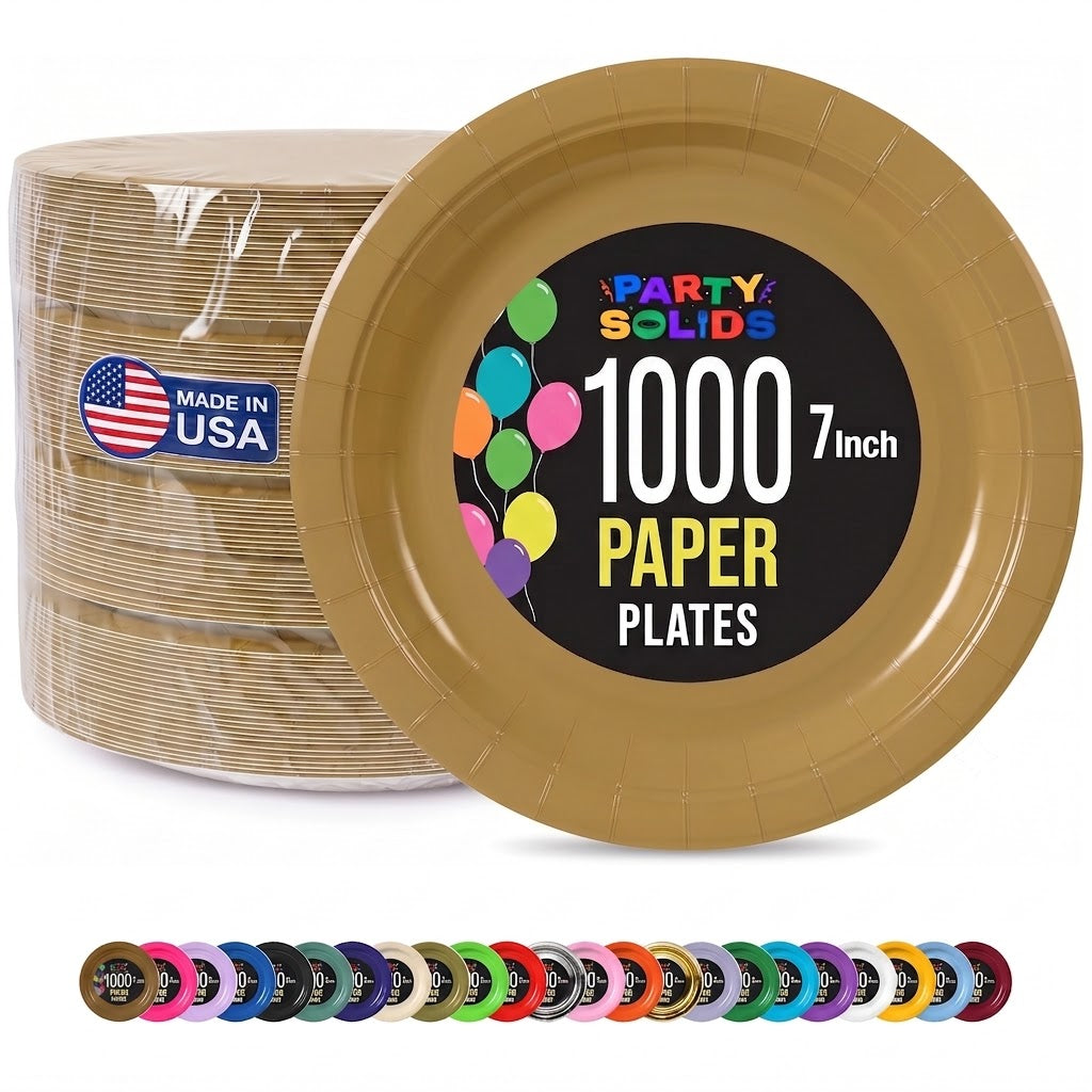 7 in. Gold Paper Plates | Case of 1000