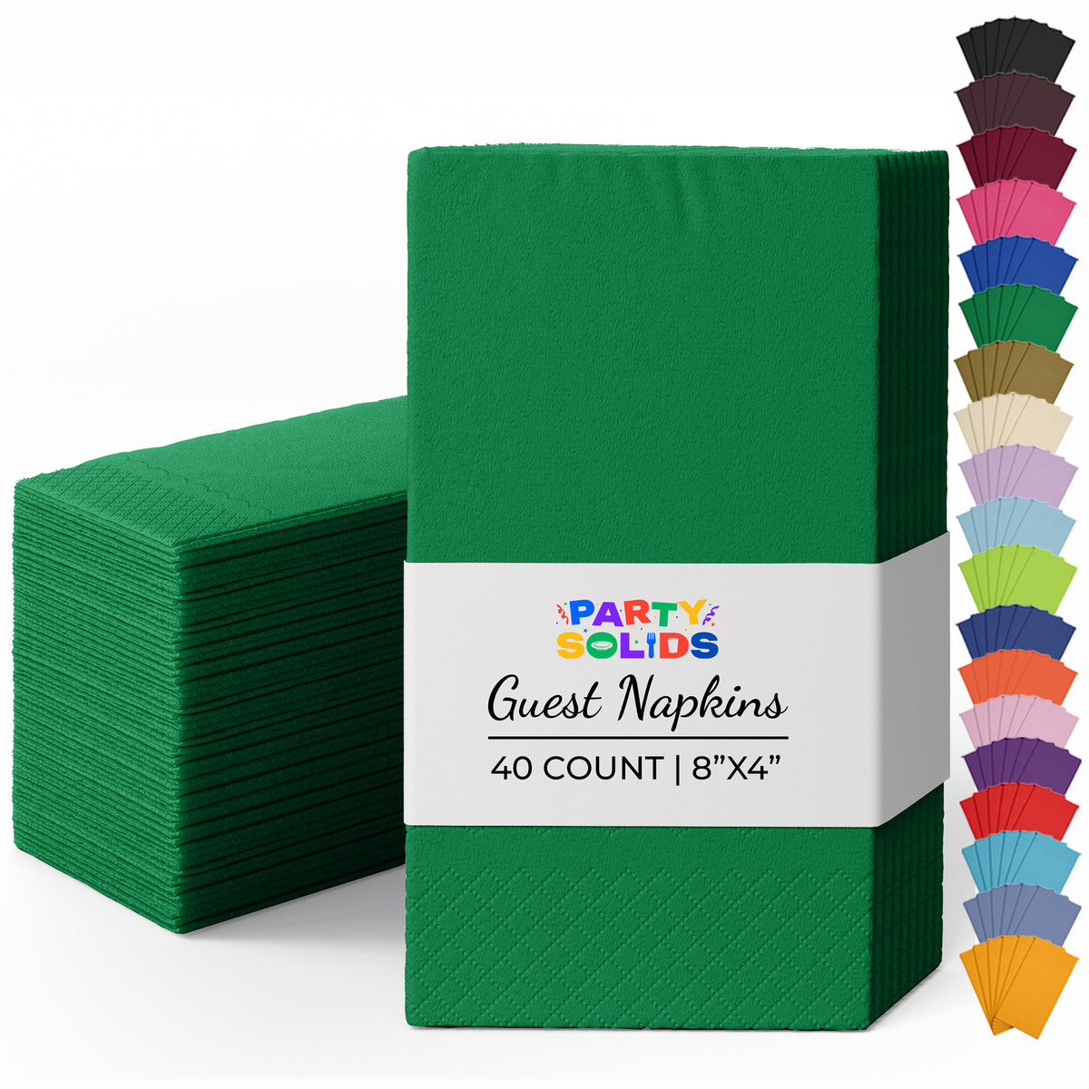 Emerald Green Guest Towel Napkins | 8 in. x 4 in. | 40 Ct.
