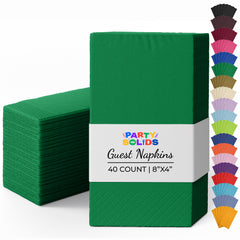 Emerald Green Guest Towel Napkins | 8 in. x 4 in. | 40 Ct.