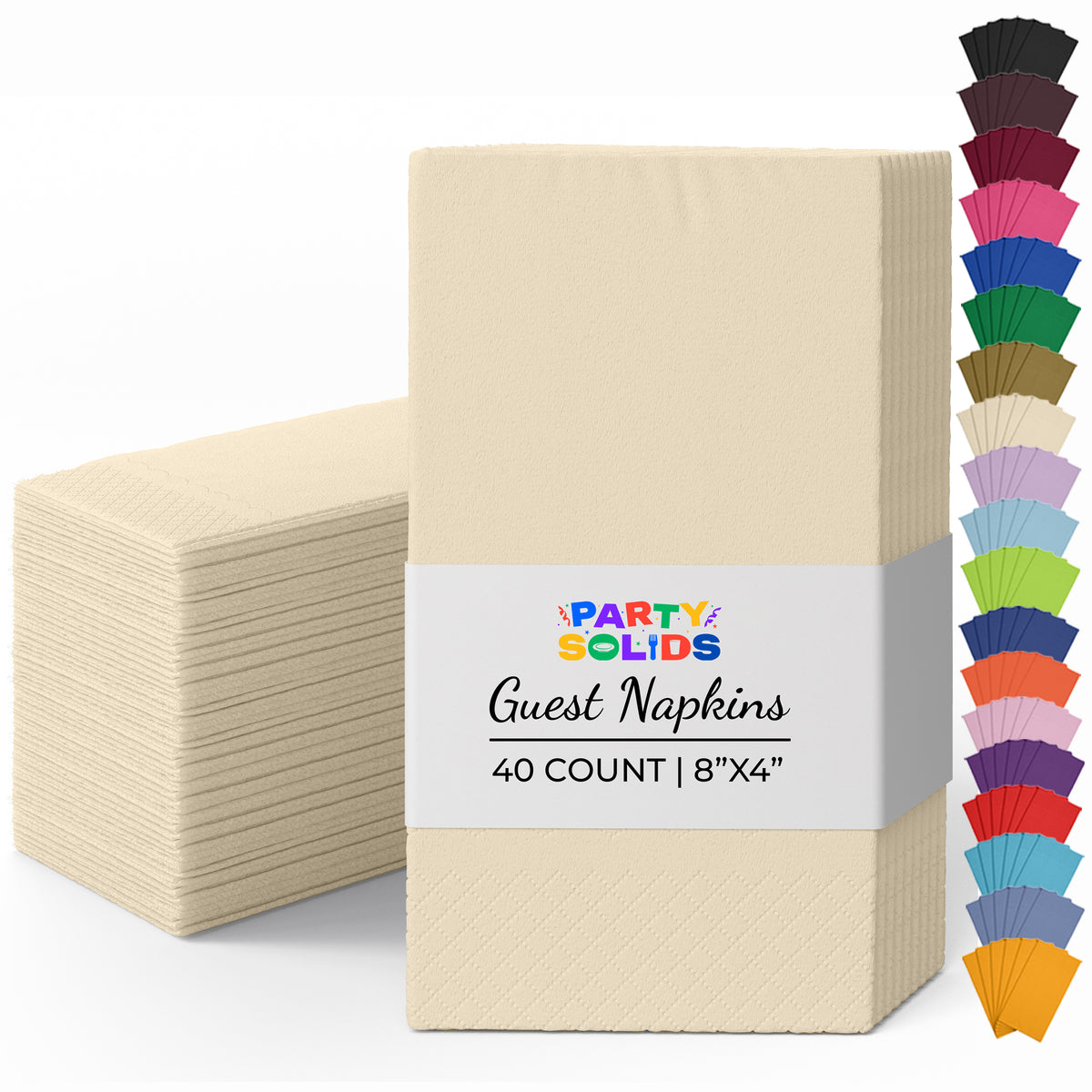 Ivory Guest Towel Napkins | 8 in. x 4 in. | 40 Ct.