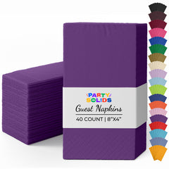 Purple Guest Towel Napkins | 8 in. x 4 in. | 40 Ct.