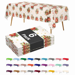 Holiday Printed Plastic Table Covers | 6 Pack | 54 in. x 108 in.