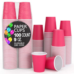 Unleashed - 9 Oz. Cerise Paper Cups - 100 Ct.