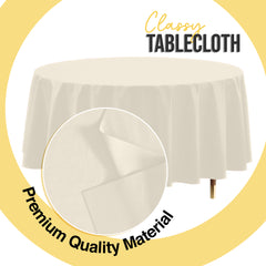Premium Round Ivory Plastic Table Covers | 12 Pack | 84 in.