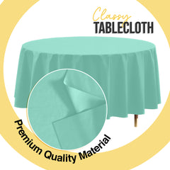 Premium Round Mint Plastic Table Cover | 84 in. | Case of 96