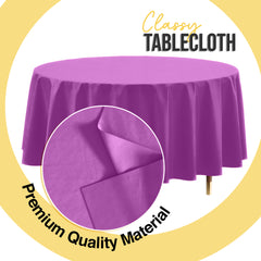 Premium Round Magenta Plastic Table Covers | 6 Pack | 84 in.