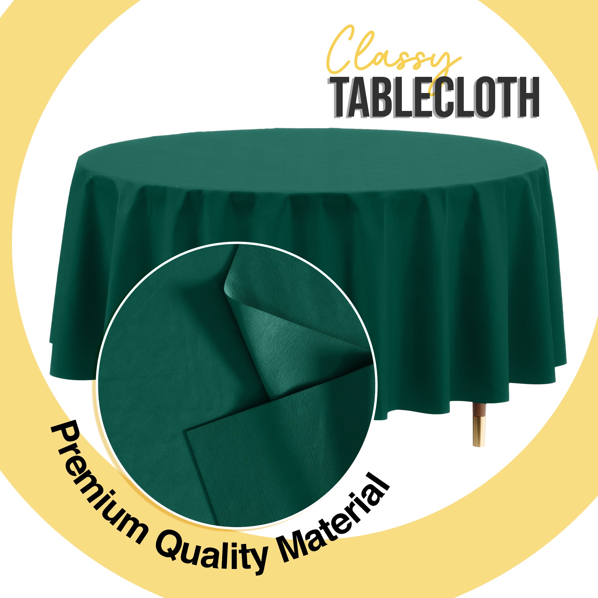 Premium Round Dark Green Plastic Table Cover | 84 in.