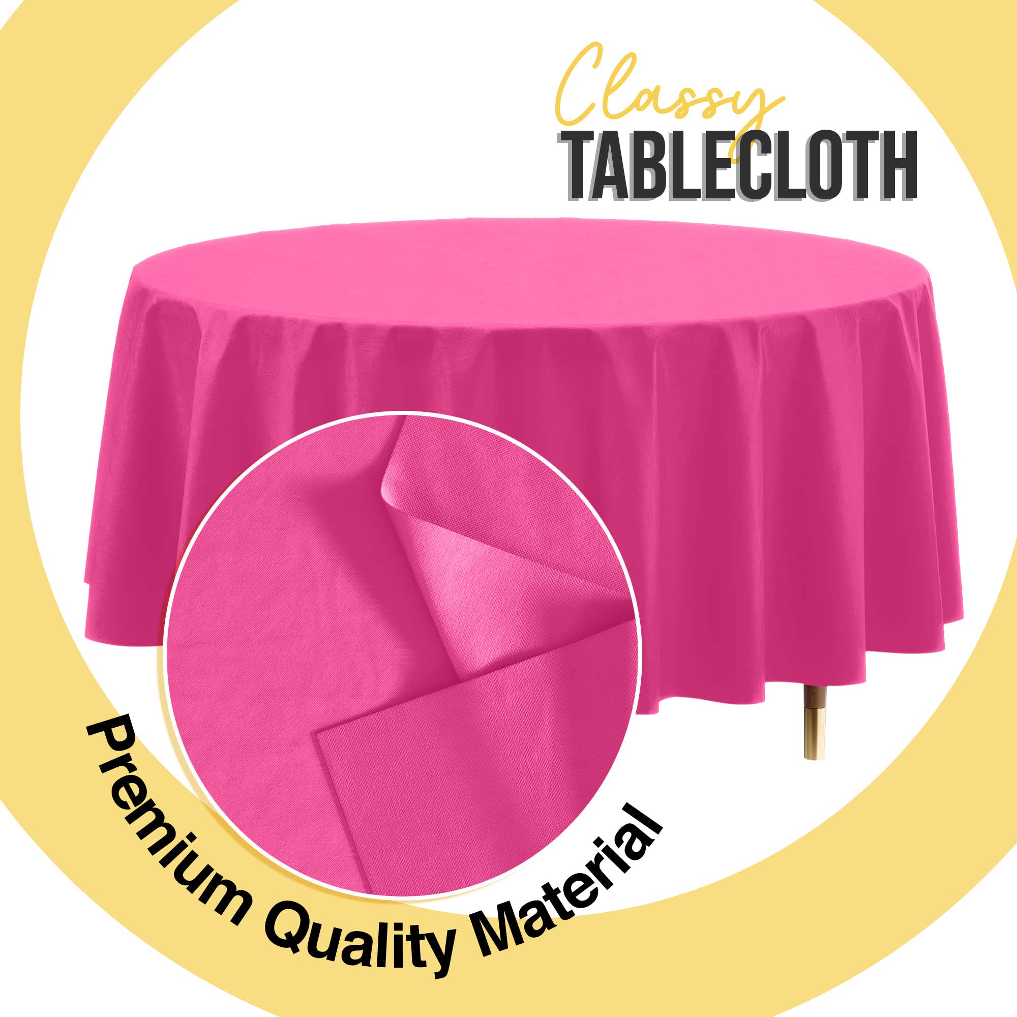 Premium Round Cerise Plastic Table Cover | 84 in. | Case of 96