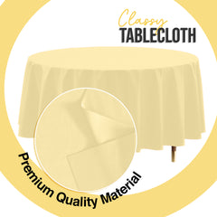 Premium Round Light Yellow Plastic Table Covers | 6 Pack | 84 in.