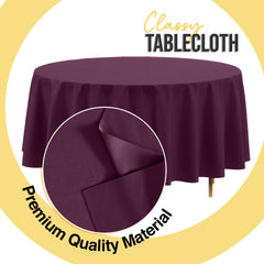 Premium Round Plum Plastic Table Covers | 6 Pack | 84 in.