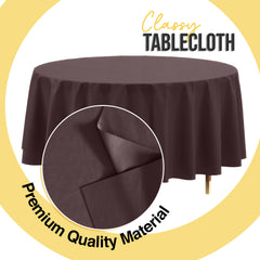Premium Round Brown Plastic Table Covers | 6 Pack | 84 in.