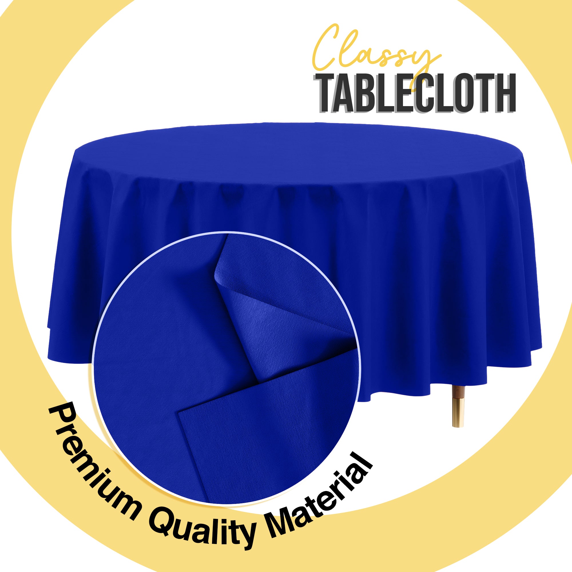 Premium Round Dark Blue Plastic Table Covers | 6 Pack | 84 in.