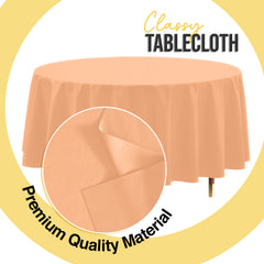 Premium Round Peach Plastic Table Cover | 84 in.