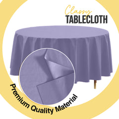 Premium Round Lavender Plastic Table Covers | 12 Pack | 84 in.