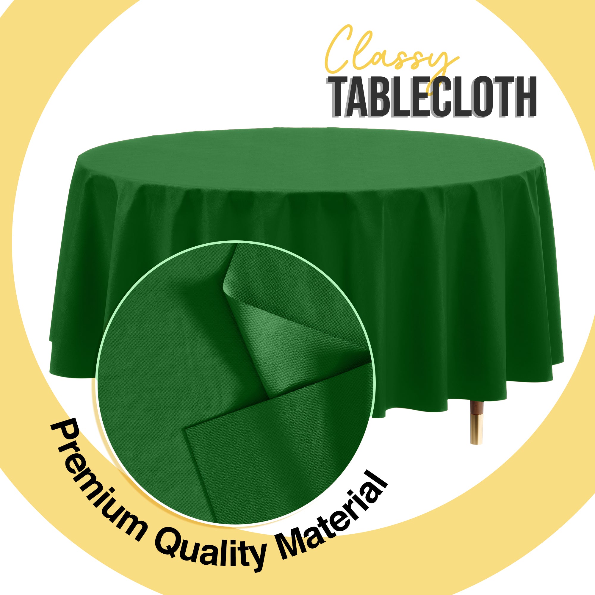 Premium Round Emerald Green Plastic Table Cover | 84 in.