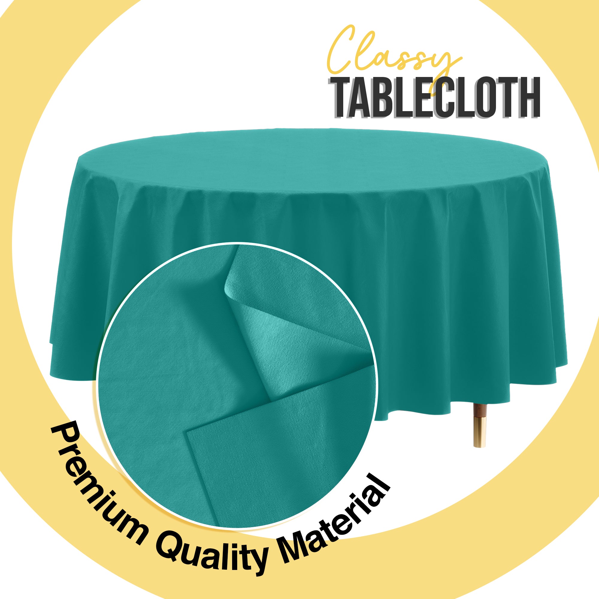 Premium Round Teal Plastic Table Cover | 84 in.