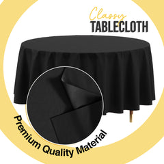 Premium Round Black Plastic Table Covers | 12 Pack | 84 in.