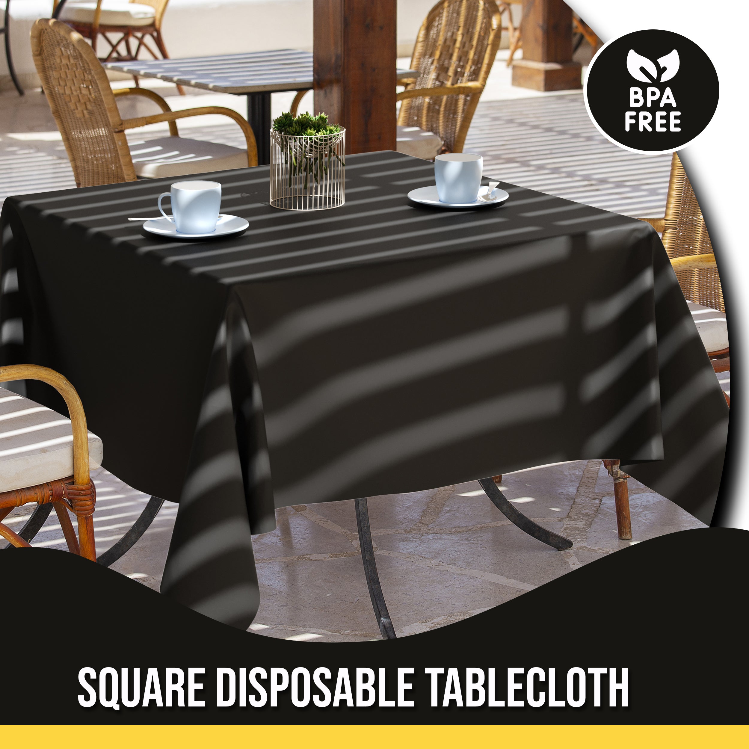 Premium Square Black Table Cover 52" x 52" | 1 Pack
