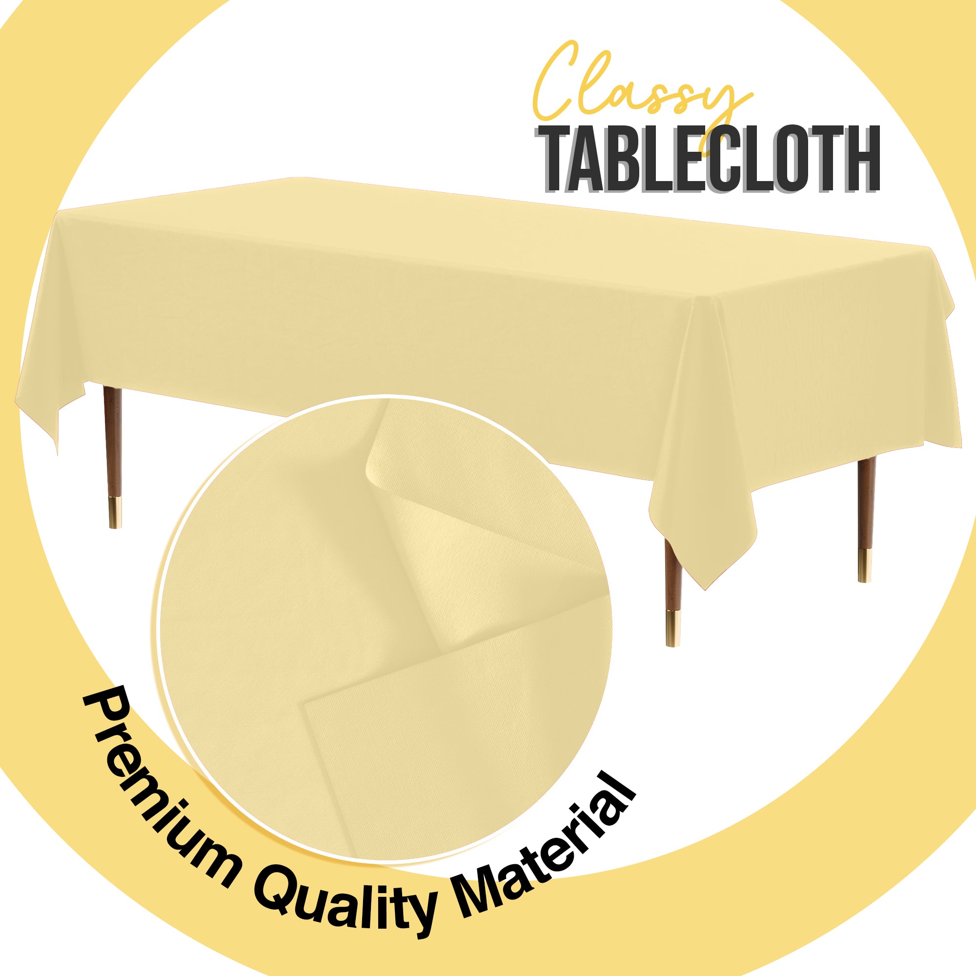 Premium Light Yellow Plastic Table Cover | 54 in. x 108 in.