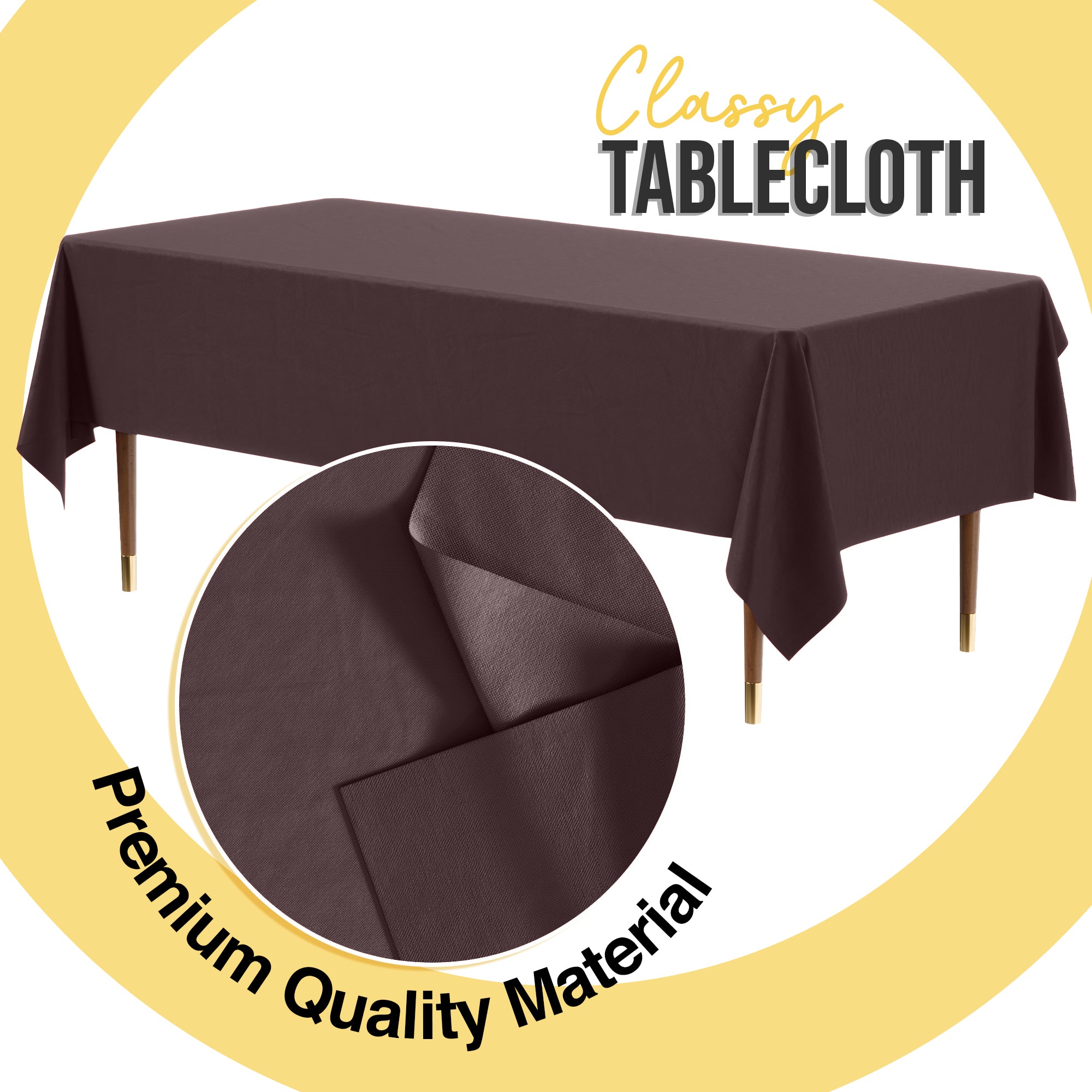 Premium Brown Plastic Table Cover | 54 in. x 108 in.