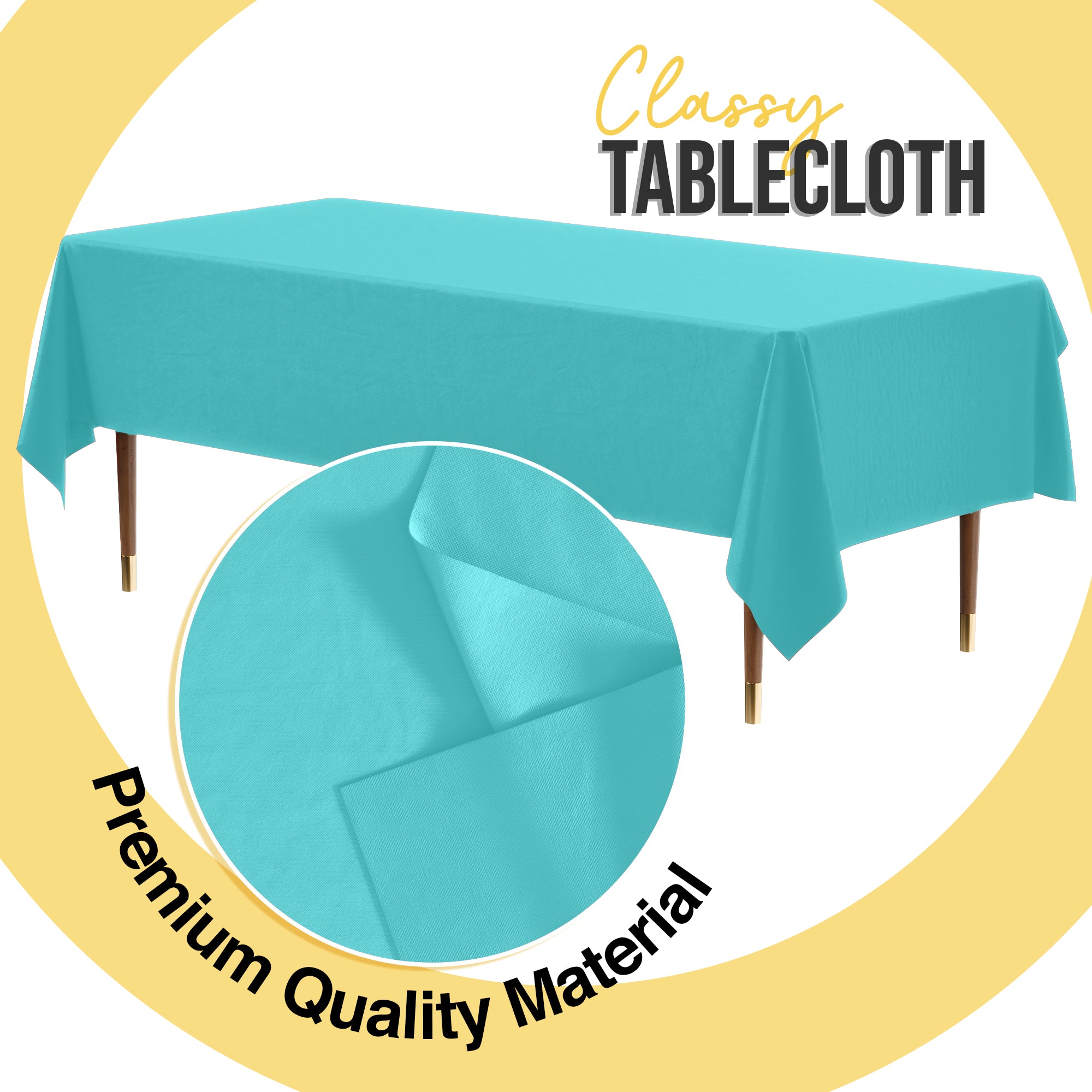 Premium Aqua Blue Plastic Table Cover | Case of 96 | 54 in. x 108 in.