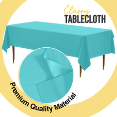 Premium Aqua Blue Plastic Table Cover | Case of 96 | 54 in. x 108 in.