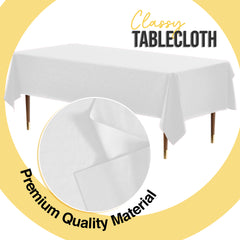 Premium White Plastic Table Cover | Case of 96 | 54 in. x 108 in.
