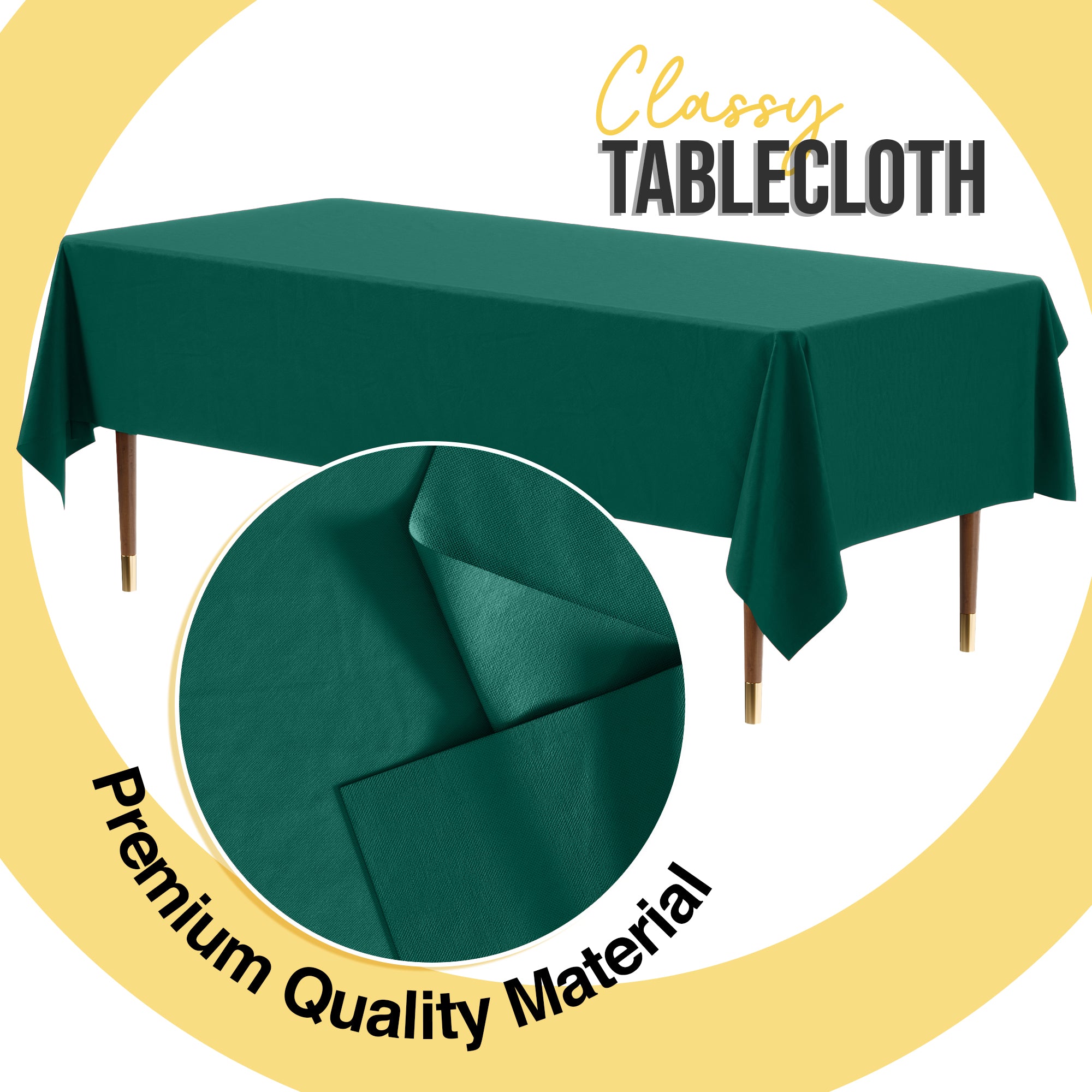 Premium Dark Green Plastic Table Cover | Case of 96 | 54 in. x 108 in.
