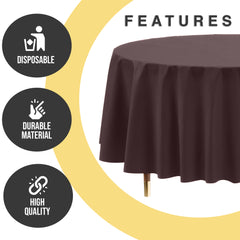Premium Round Brown Plastic Table Covers | 12 Pack | 84 in.