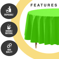 Premium Round Lime Green Plastic Table Covers | 12 Pack | 84 in.
