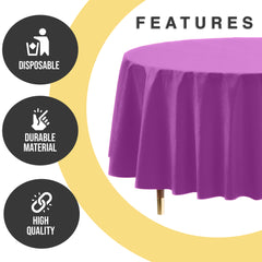Premium Round Magenta Plastic Table Covers | 12 Pack | 84 in.