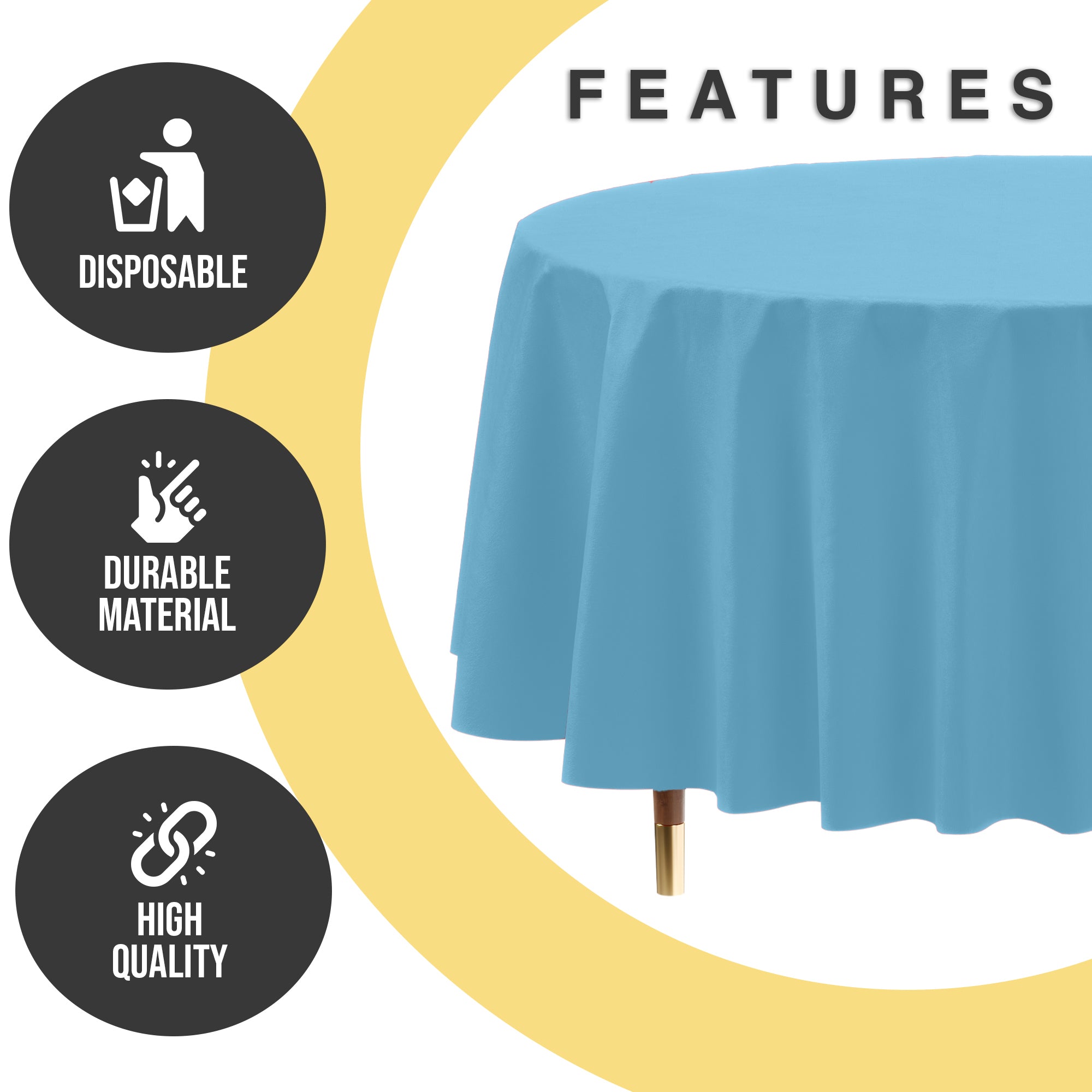 Premium Round Sky Blue Plastic Table Covers | 12 Pack | 84 in.