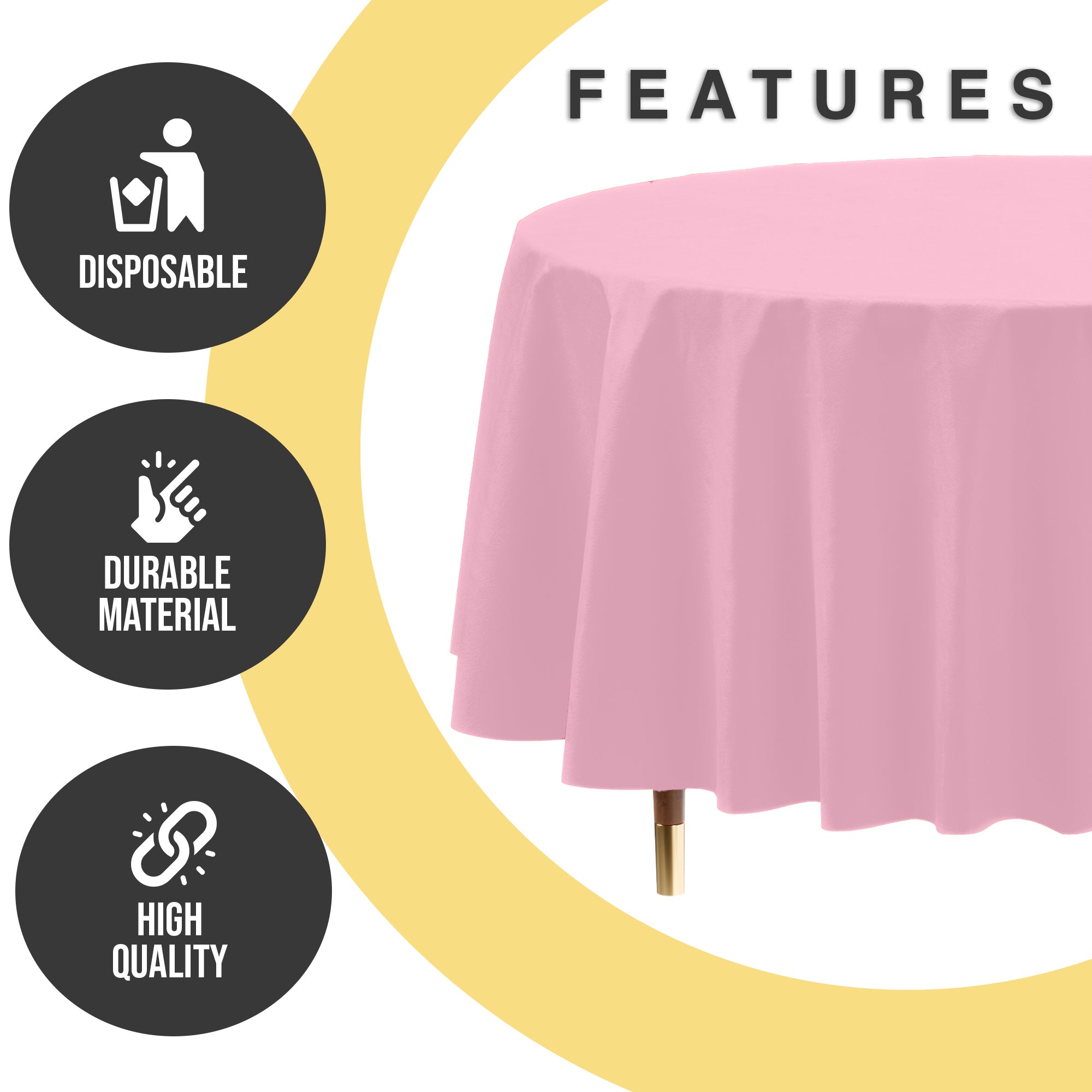 Premium Round Pink Plastic Table Cover | 84 in.