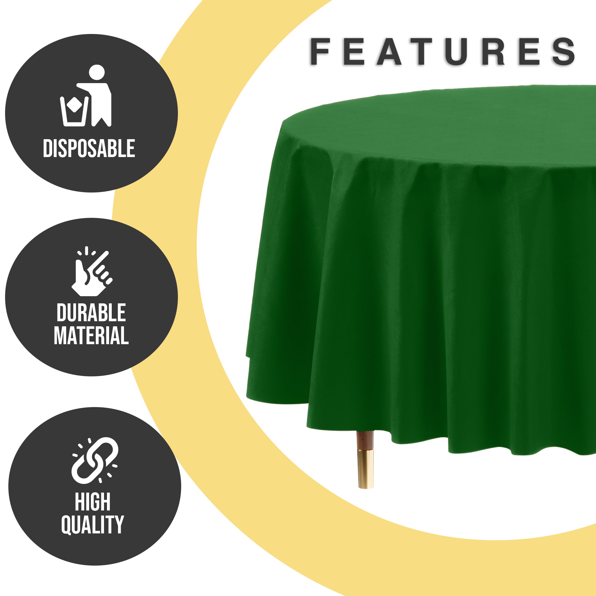 Premium Round Emerald Green Plastic Table Covers | 6 Pack | 84 in.