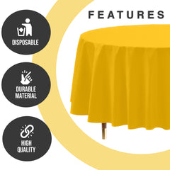 Premium Round Yellow Plastic Table Cover | 84 in.