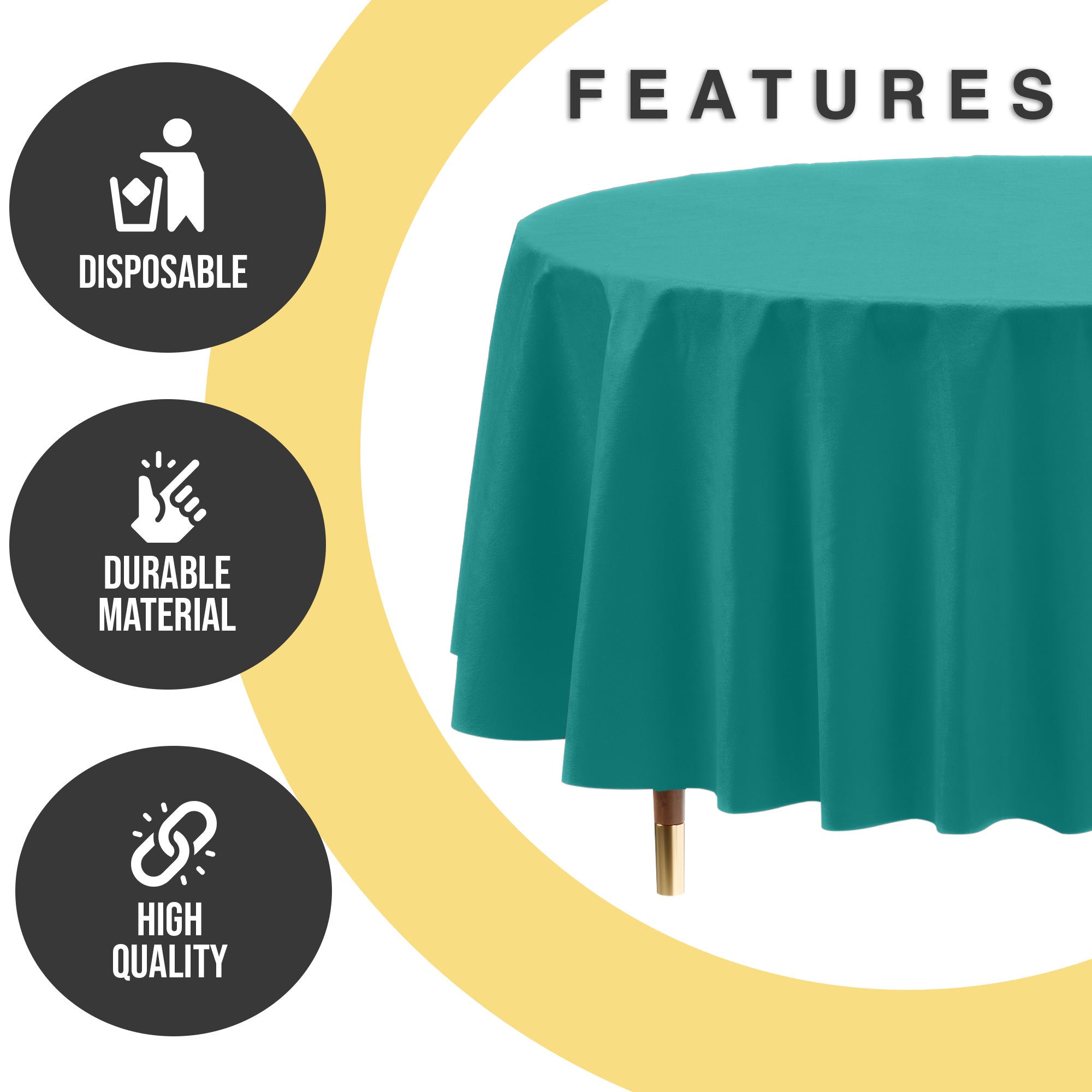 Premium Round Teal Plastic Table Cover | 84 in. | Case of 96