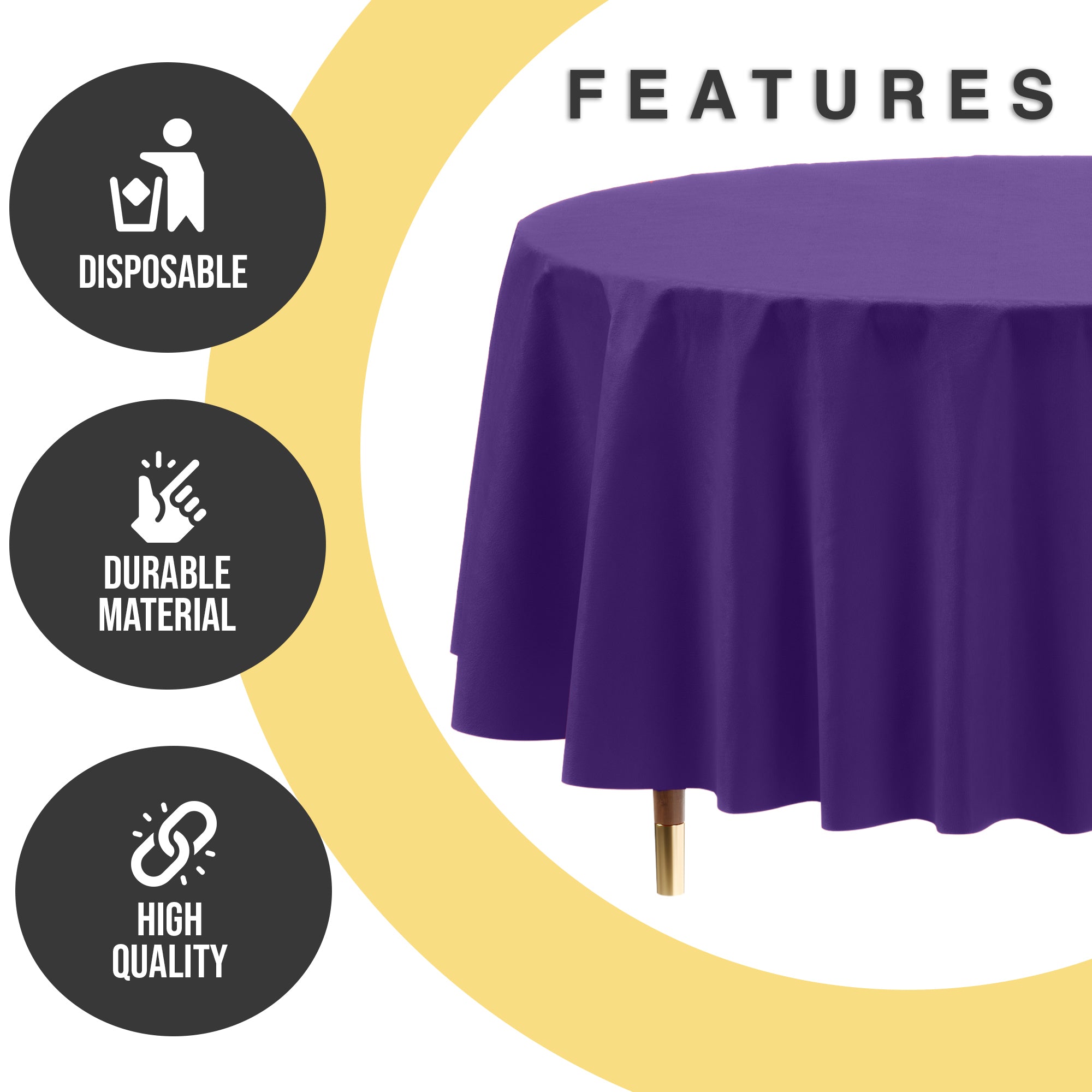 Premium Round Purple Plastic Table Cover | 84 in.