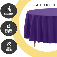 Premium Round Purple Plastic Table Cover | 84 in.