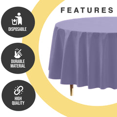 Premium Round Lavender Plastic Table Cover | 84 in.