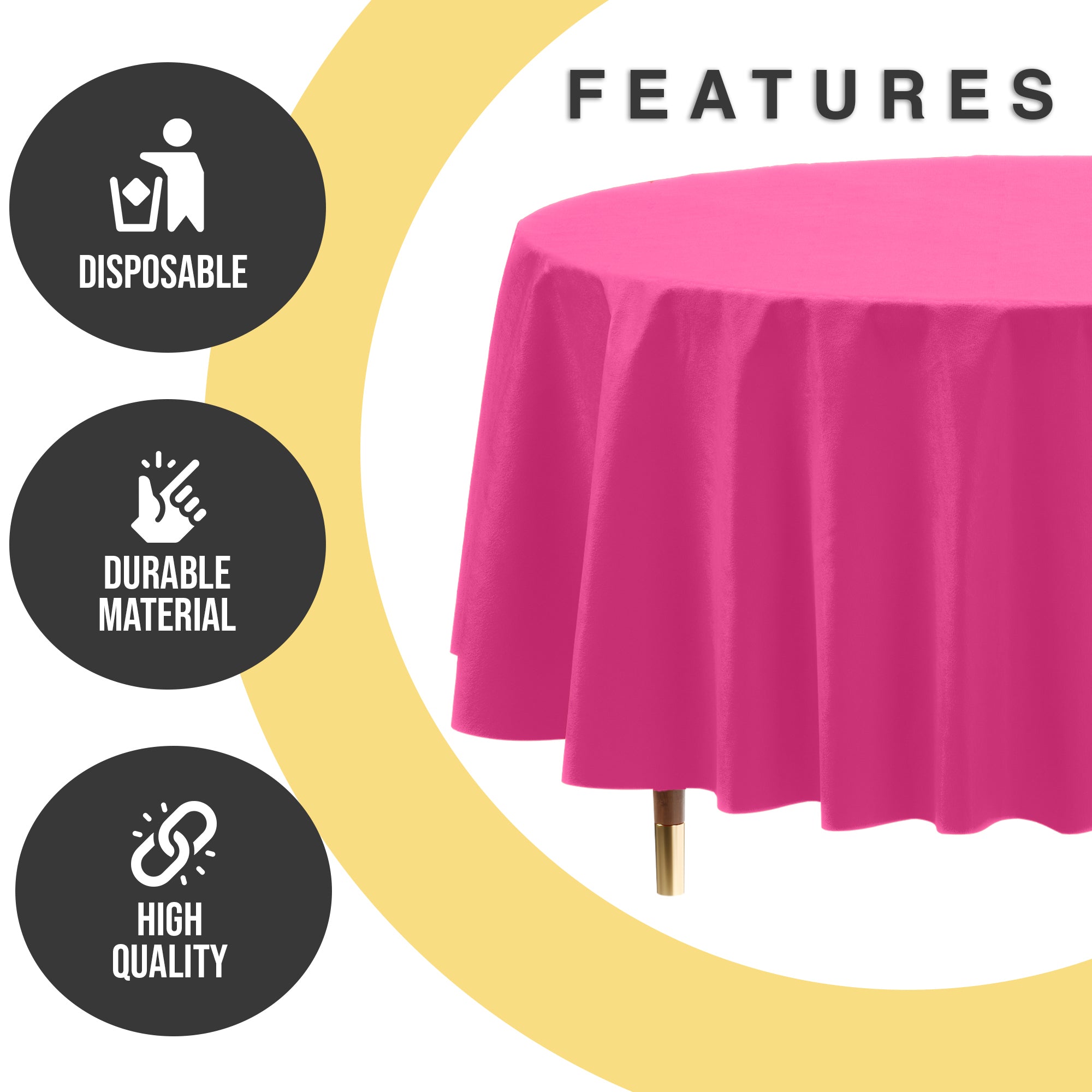 Premium Round Cerise Plastic Table Covers | 6 Pack | 84 in.