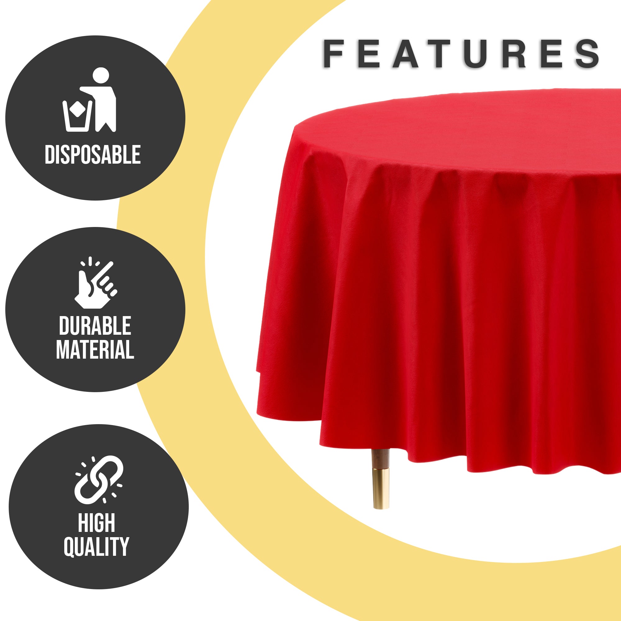 Premium Round Red Plastic Table Covers | 12 Pack | 84 in.